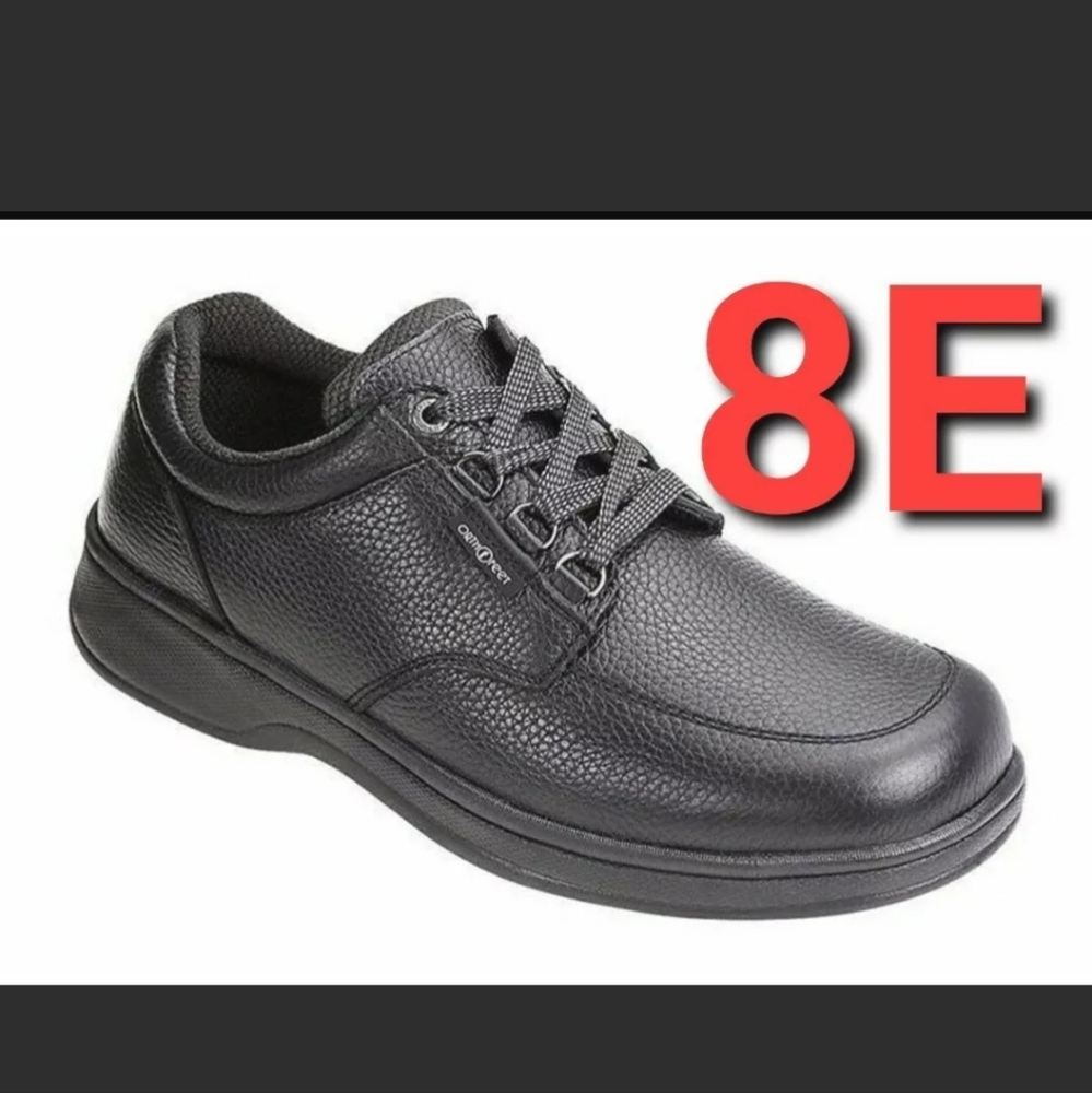 8E Orthofeet 410 Avery Island Mens Black Leather  Comfortable Casual/ Dress Shoe